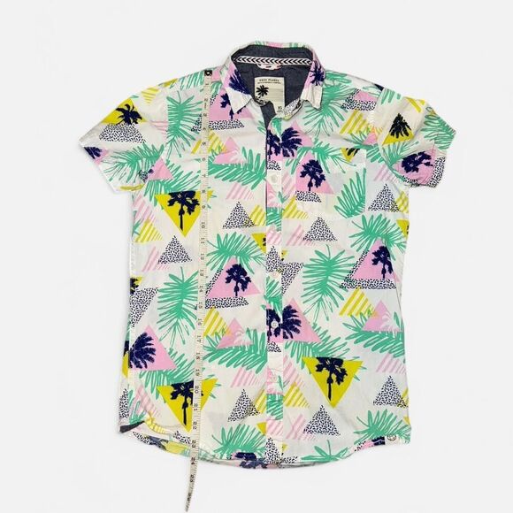 Free Planet Tropical colorful 80s-Inspired Print Hawaiian Button Down Shirt - Picture 4 of 5